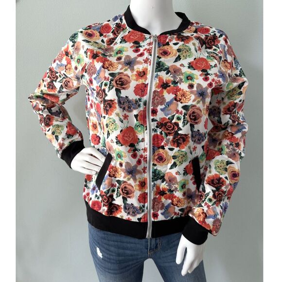 Xhilaration Girls Satin Floral Bomber Jacket size XL 14/16 - Picture 2 of 8
